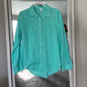 Aeropostale button down aqua long sleeve top